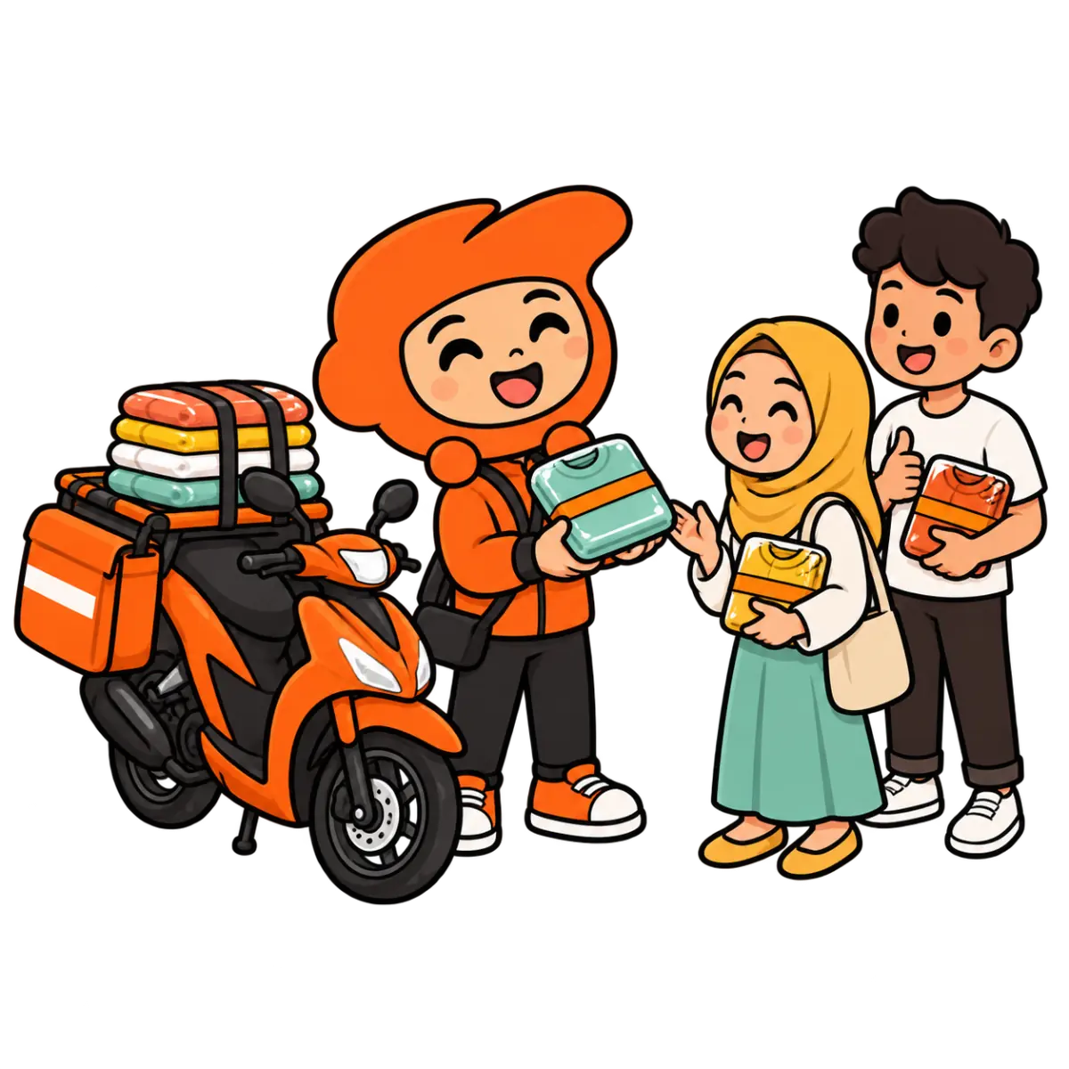 Ilustrasi Mitra Lemari Keliling menjual pakaian kepada pembeli di lingkungan sekitar